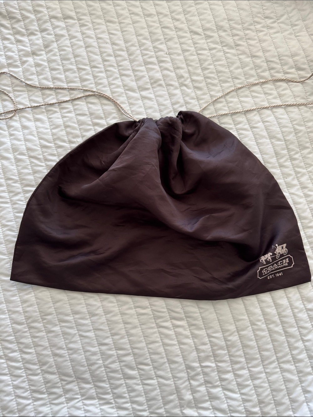 COACH Brown Drawstring Dust Bag with Logo - Picture 3 of 4